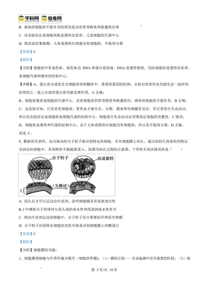 广西玉林市2024-2025学年高一上学期期末教学质量检测生物试卷Word版含解析_2025年03月试卷_0305广西玉林市2024-2025学年高一上学期1月期末考试