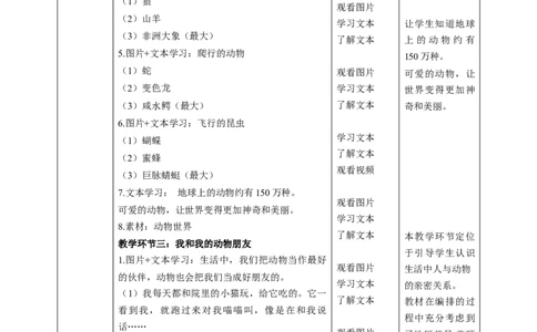 第7课《可爱的动物》第一课时（教学设计）-（统编版）_26新一年级道法下册（统编版）_老课标资料_2、教学教案部编一下道法_教案(配套有动画推荐)