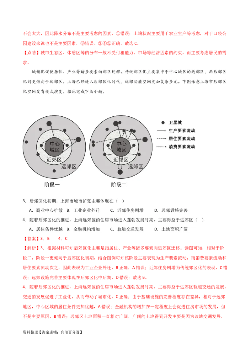 重难点10城乡发展与规划-2024年高考地理热点&middot;重点&middot;难点专练（新高考专用）（解析版）_新高考复习资料_2024年新高考复习资料_专项复习资料_教师版（含答案解析）