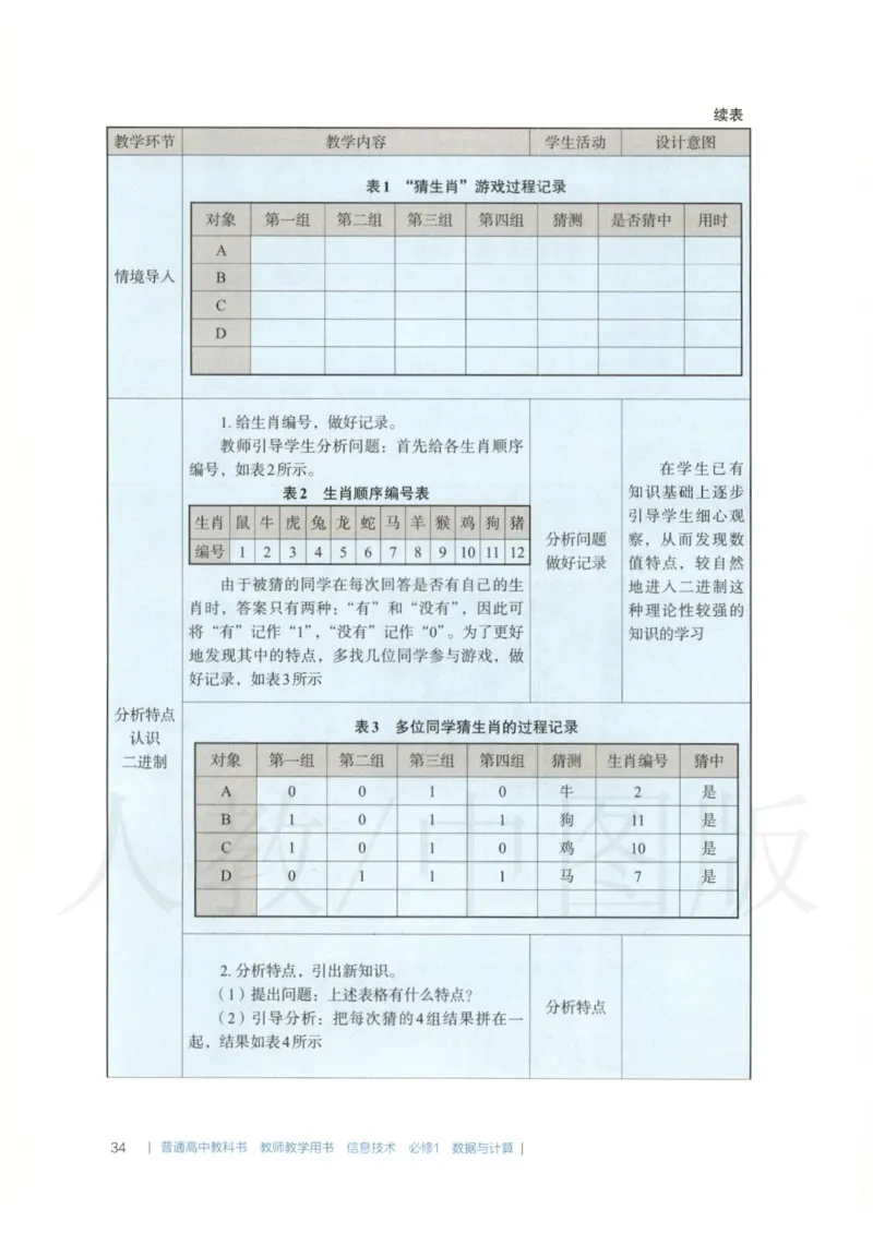 人教版-电子教材-信息技术必修1数据与计算教师用书_电子课本_高中教学用书_教师用书