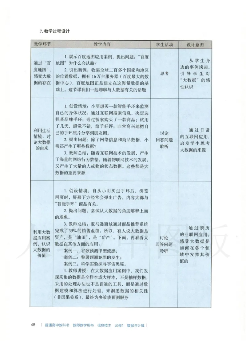 人教版-电子教材-信息技术必修1数据与计算教师用书_电子课本_高中教学用书_教师用书
