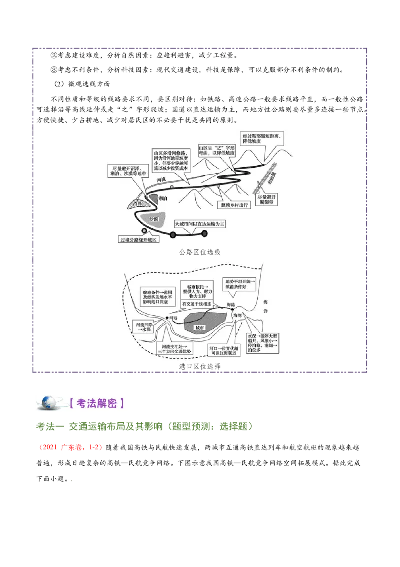 讲练一通二轮11交通运输（讲义）-2022二轮讲练-学生版_新高考复习资料_2022年新高考复习资料_讲练一通二轮高考地理高频考点解密（讲义+分层训练）