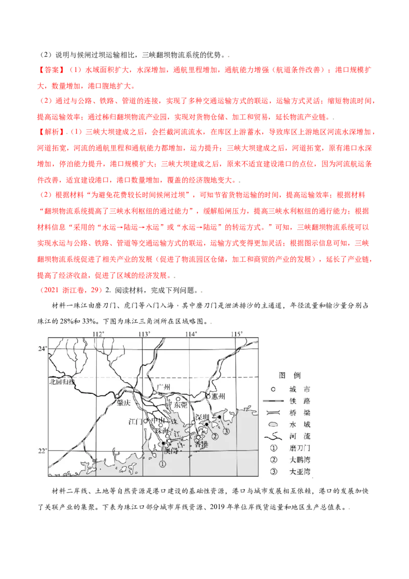 讲练一通二轮11交通运输（讲义）-2022二轮讲练-学生版_新高考复习资料_2022年新高考复习资料_讲练一通二轮高考地理高频考点解密（讲义+分层训练）