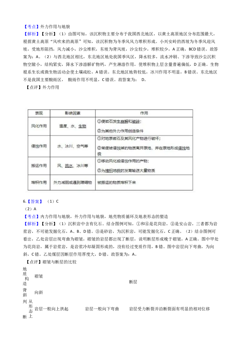 高考地理五年真题分类汇编（2017-2021）第13讲营造地表形态的力量(学生版)_新高考复习资料_2022年新高考复习资料_高考地理五年真题分类汇编（2017-2021）（教师版+学生版）8.10更新