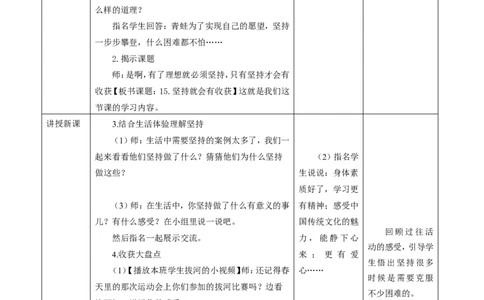 第十五课坚持才会有收获(第一课时)教案(1)(1)_26新二年级道法下册（统编版）_版本一_部编版道德与法治2下_2026春新版_第一套_送旧版道德2下资料和新版课本好多一样仍具有很大参考价值