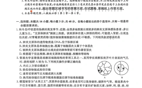 开封五校期中联考高一生物_2025年12月高一试卷_251217河南省开封市五校2025-2026学年高一上学期期中联考_河南省开封市五校2025-2026学年高一上学期11月期中生物试题（图片版，含答案）