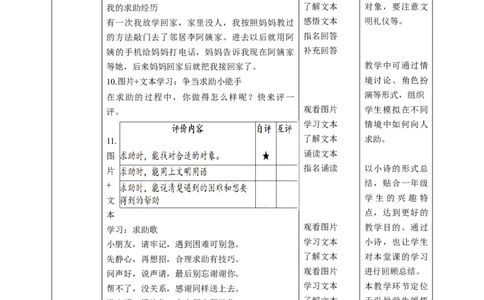 第14课《请帮我一下吧》第二课时（教学设计）-（统编版）_26新一年级道法下册（统编版）_老课标资料_2、教学教案部编一下道法_教案(配套有动画推荐)