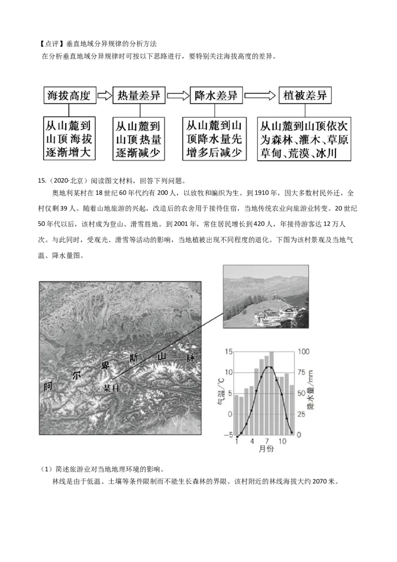 高考地理五年真题分类汇编（2017-2021）第16讲自然地理环境的整体性与差异性(教师版)_新高考复习资料_2022年新高考复习资料