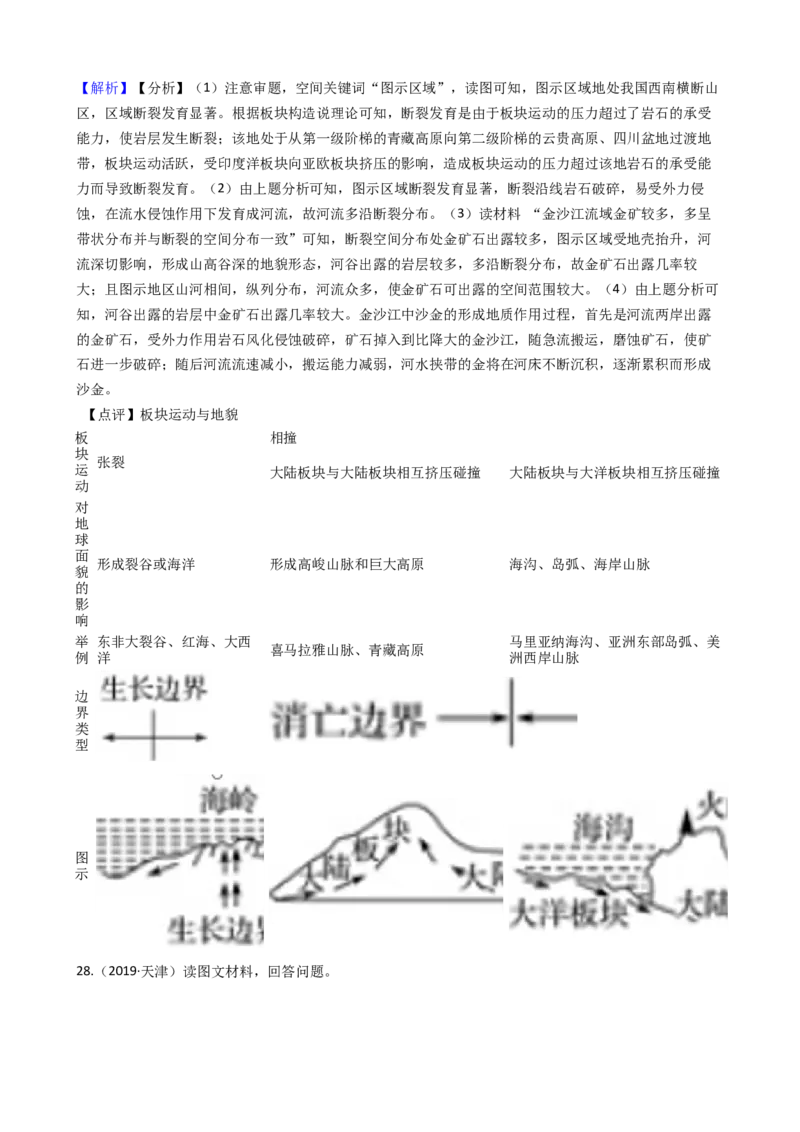 高考地理五年真题分类汇编（2017-2021）第13讲营造地表形态的力量(教师版)_新高考复习资料_2022年新高考复习资料_高考地理五年真题分类汇编（2017-2021）（教师版+学生版）8.10更新