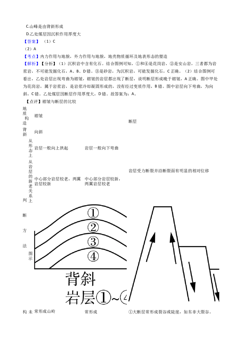 高考地理五年真题分类汇编（2017-2021）第13讲营造地表形态的力量(教师版)_新高考复习资料_2022年新高考复习资料_高考地理五年真题分类汇编（2017-2021）（教师版+学生版）8.10更新