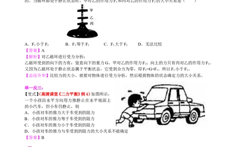 二力平衡（提高）知识讲解_初物_1初中物理_4初二物理人教版知识导学