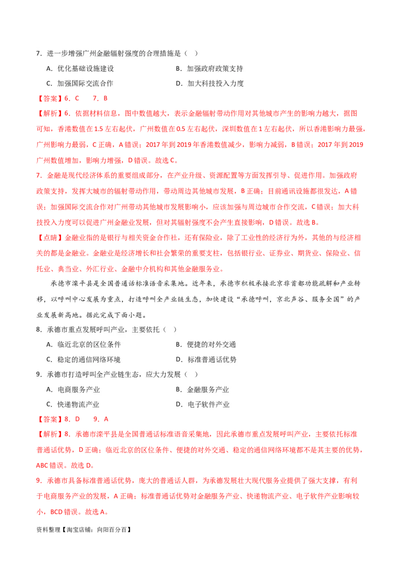 重难点12区域产业的创新与发展-2024年高考地理热点&middot;重点&middot;难点专练（新高考专用）（解析版）_新高考复习资料_2024年新高考复习资料_专项复习资料_教师版（含答案解析）
