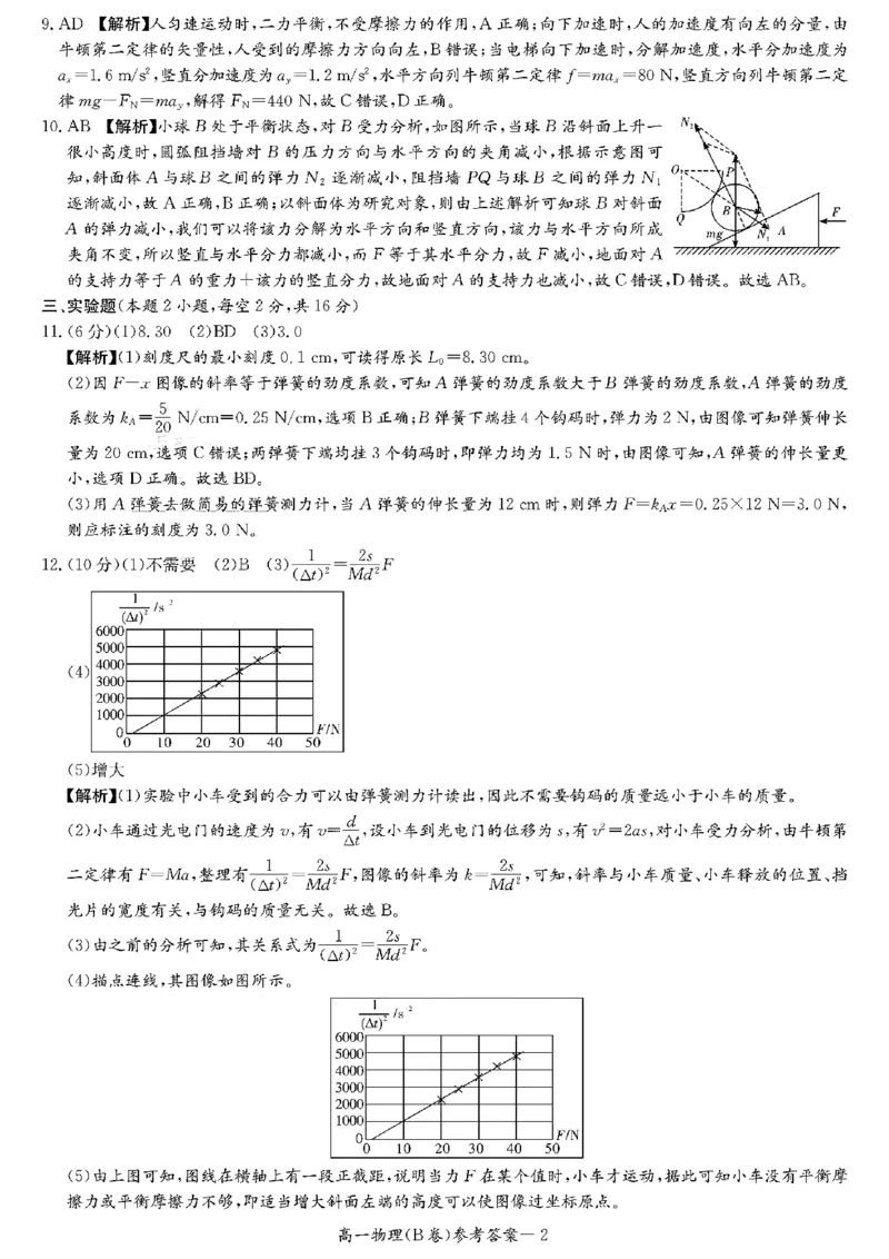 扫描件_2024年秋季高一检测卷_2024年12月试卷_1214湖南省长沙市长郡中学2024-2025学年高一上学期12月月考_湖南省长沙市长郡中学2024-2025学年高一上学期12月月考物理试题（B）扫描版含解析