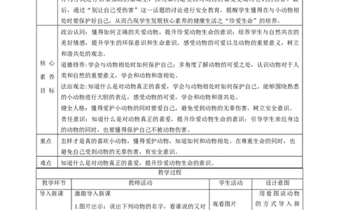 第7课《可爱的动物》第二课时（教学设计）-（统编版）_26新一年级道法下册（统编版）_老课标资料_2、教学教案部编一下道法_教案(配套有动画推荐)