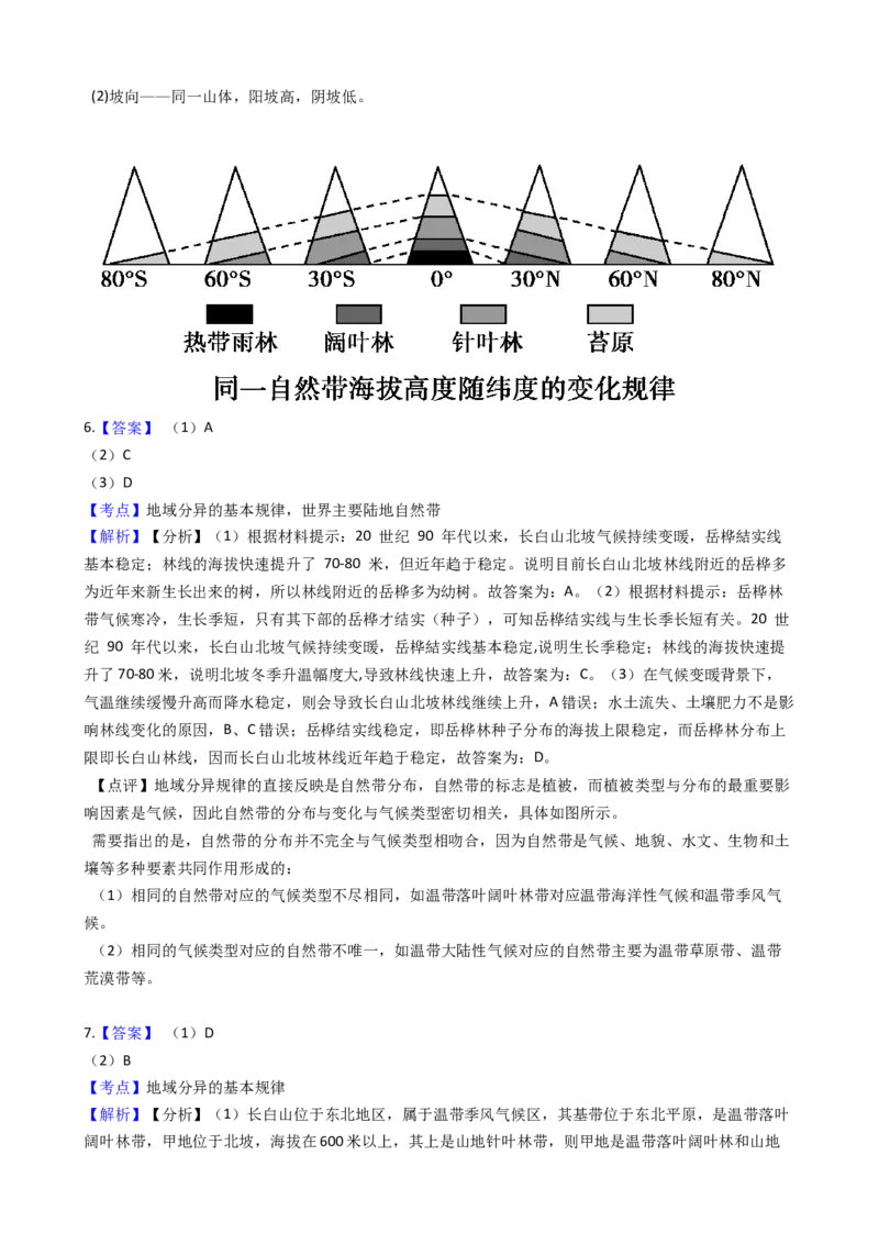 高考地理五年真题分类汇编（2017-2021）第16讲自然地理环境的整体性与差异性(学生版)_新高考复习资料_2022年新高考复习资料