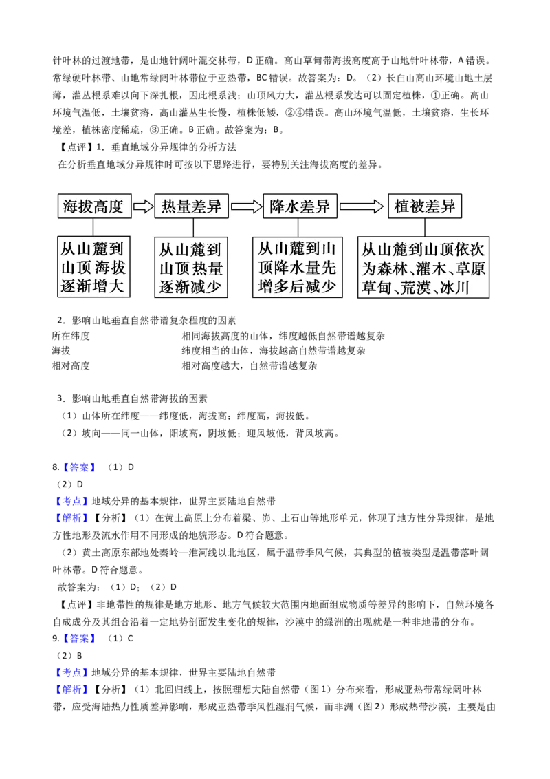 高考地理五年真题分类汇编（2017-2021）第16讲自然地理环境的整体性与差异性(学生版)_新高考复习资料_2022年新高考复习资料
