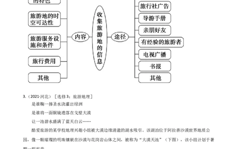 高考地理五年真题分类汇编（2017-2021）第32讲旅游地理(教师版)_新高考复习资料_2022年新高考复习资料_高考地理五年真题分类汇编（2017-2021）（教师版+学生版）8.10更新