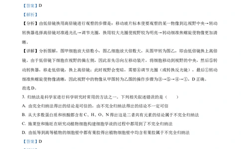 广东省茂名市化州市2024-2025学年高一上学期11月期中生物试题Word版含解析_2024年12月试卷_1214广东省茂名市化州市2024-2025学年高一上学期11月期中考试