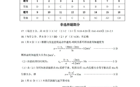 扫描件_高一年级物理学科参考答案(1)_2025年12月高一试卷_251210浙江省丽水发展共同体2025-2026学年高一上学期11月期中（全）