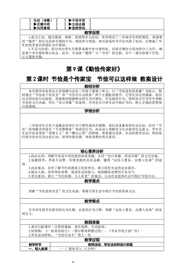 二年级下册道德与法治-教案设计（表格式-2课时版）(1)_26新二年级道法下册（统编版）_版本一_部编版道德与法治2下_2026春新版_第一套_04.道德2下-全册教案教学计划