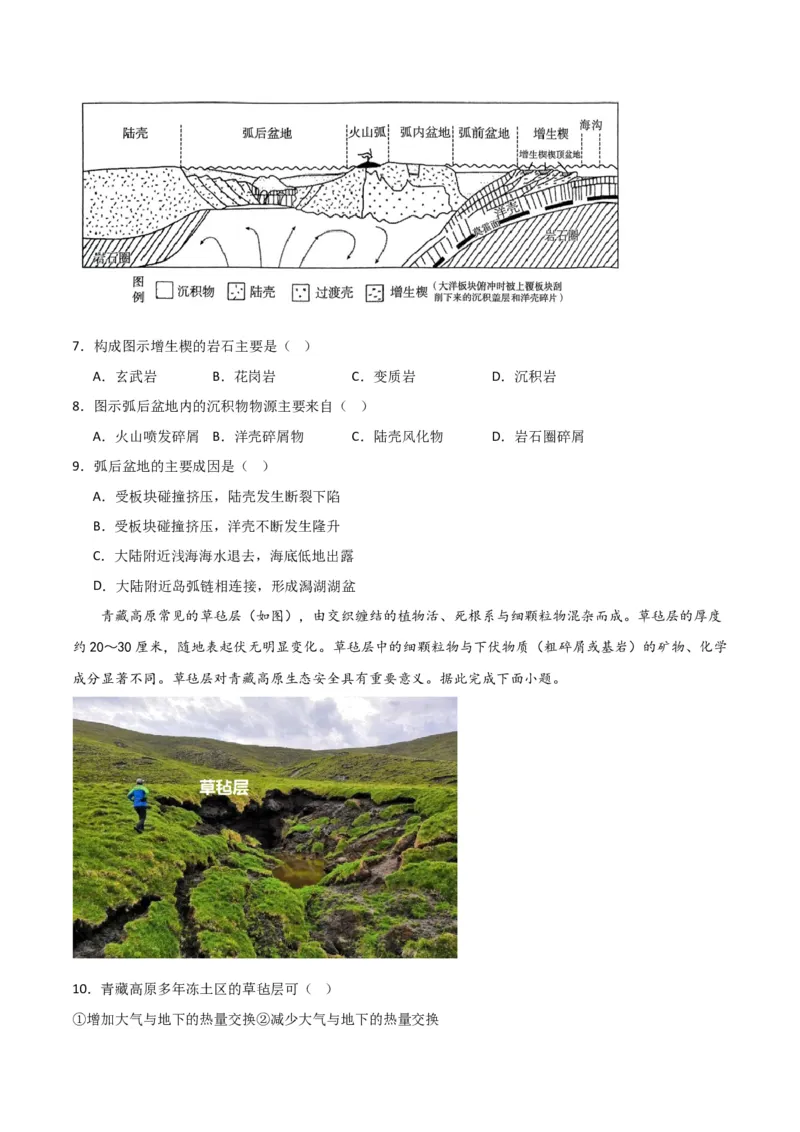 重难点06地表形态变化-2024年高考地理热点&middot;重点&middot;难点专练（新高考专用）（原卷版）_新高考复习资料_2024年新高考复习资料_专项复习资料