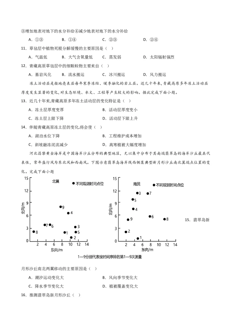 重难点06地表形态变化-2024年高考地理热点&middot;重点&middot;难点专练（新高考专用）（原卷版）_新高考复习资料_2024年新高考复习资料_专项复习资料