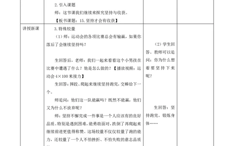 第十五课坚持才会有收获(第二课时)教案(1)_26新二年级道法下册（统编版）_版本一_部编版道德与法治2下_2026春新版_第一套_送旧版道德2下资料和新版课本好多一样仍具有很大参考价值