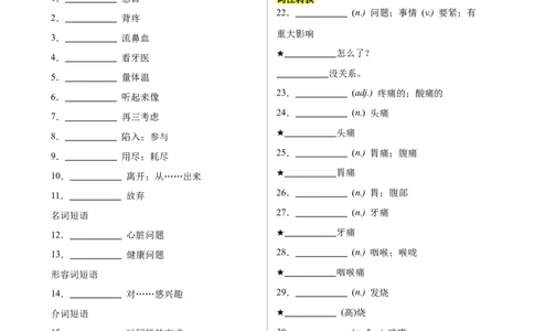 Unit1What'sthematter单元重点单词词组短语语法句型精练-（人教版）_最新人教版英语八年级下册_旧版（有参考价值）_版本二_八年级英语下册（人教版）_单元重难点易错题精练-U216
