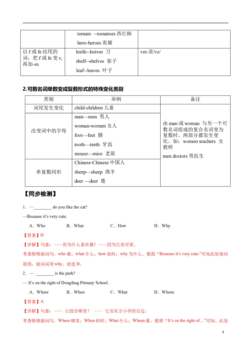 Unit1Animalfriends.（语法讲解及专练）（原卷版）_最新人教版英语七年级下册_七下英语2025版_20.语法讲解+专练