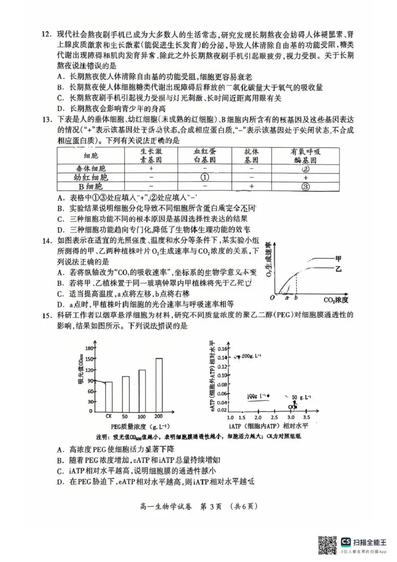 桂林市2025-2026学年度上学期期末质量检测高一年级生物学2025-2026学年度上学期期末质量检测高一年级生物学试题_2026年02月高一试卷