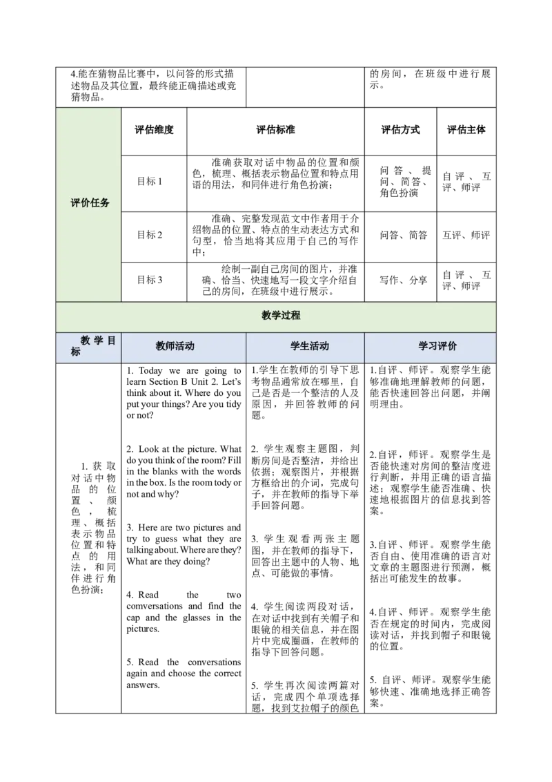 StarterUnit2KeepTidy（大单元教学设计）_最新人教版英语七年级上册_英语7上最新改版_03.英语7上-大单元教学设计