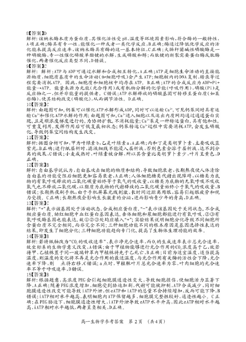 桂林市2025-2026学年度上学期期末质量检测高一年级生物学高一生物答案_Print_2026年02月高一试卷_260202广西桂林市2025-2026学年高一上学期期末质量检测（全）