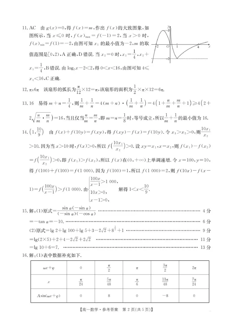 数学答案_2026年02月高一试卷_260215内蒙古巴彦淖尔市2025-2026学年高一上学期期末考试_内蒙古巴彦淖尔市2025-2026学年高一上学期期末考试数学试题（图片版，含答案）