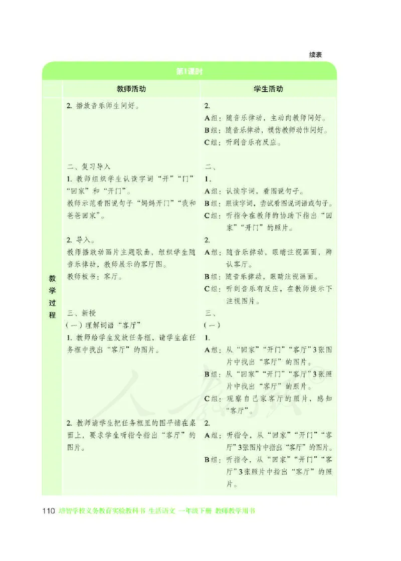 人教版-电子教材-生活语文一年级下册教师用书_电子课本_高中教学用书_教师用书