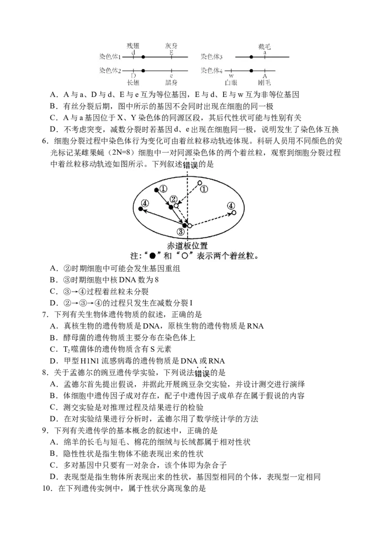 江苏扬州市邗江区2024-2025学年高一下学期期中考试生物试卷_2025年05月试卷_0518江苏省扬州市邗江区2024-2025学年高一下学期期中考试