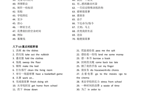 Unit1-Unit3重点词组背诵和默写单，单词默写单_最新人教版英语八年级下册_旧版（有参考价值）_版本二_八年级英语下册（人教版）_单词专项