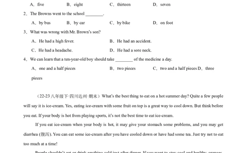 Unit1What&rsquo;sthematter单元话题阅读理解练习（学生版）_最新人教版英语八年级下册_旧版（有参考价值）_版本二_八年级英语下册（人教版）_单元重难点易错题精练-U216