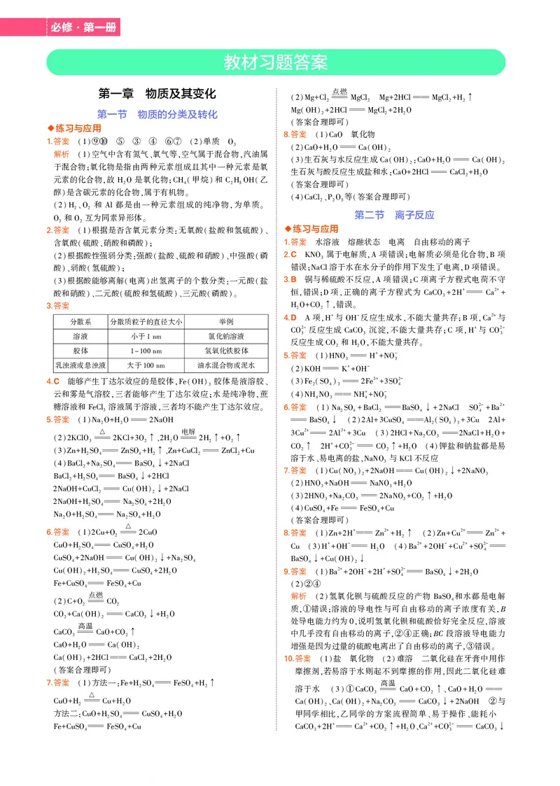 1.新人教版高中化学必修第1册教材习题答案_高中三年全科资料_高中各科课本电子教材_05高中化学课本_人教版-化学课本_1新人教版高中化学必修一