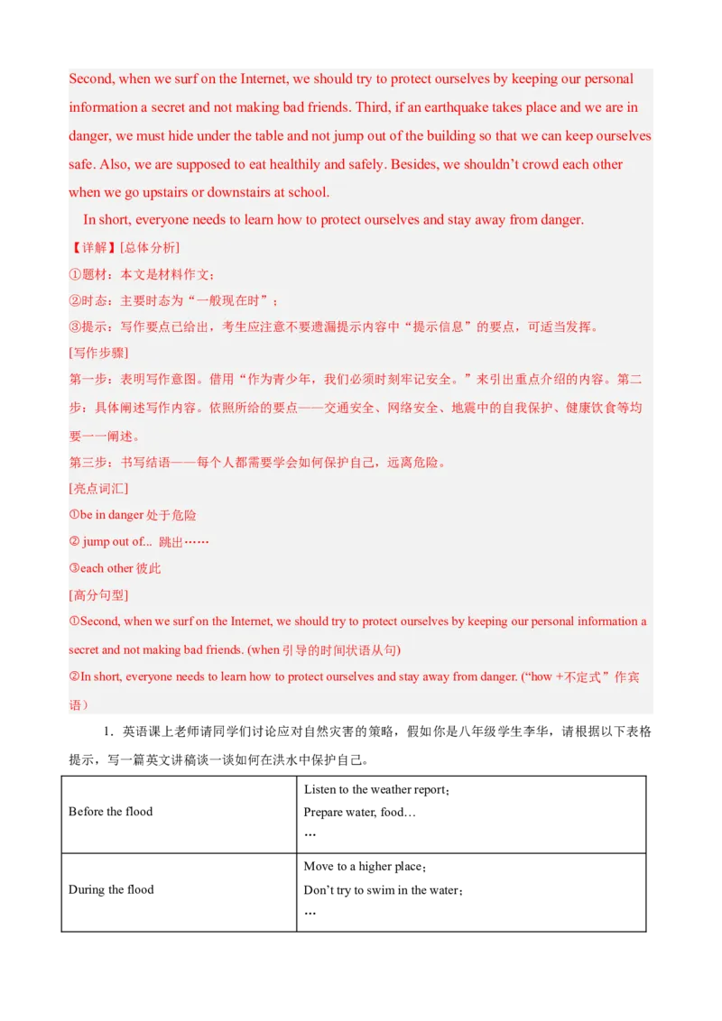 Unit1What'sthematter单元话题（健康与救护）写作满分范文18篇（教师版）_最新人教版英语八年级下册_旧版（有参考价值）_版本二_八年级英语下册（人教版）_重难点讲练-U221