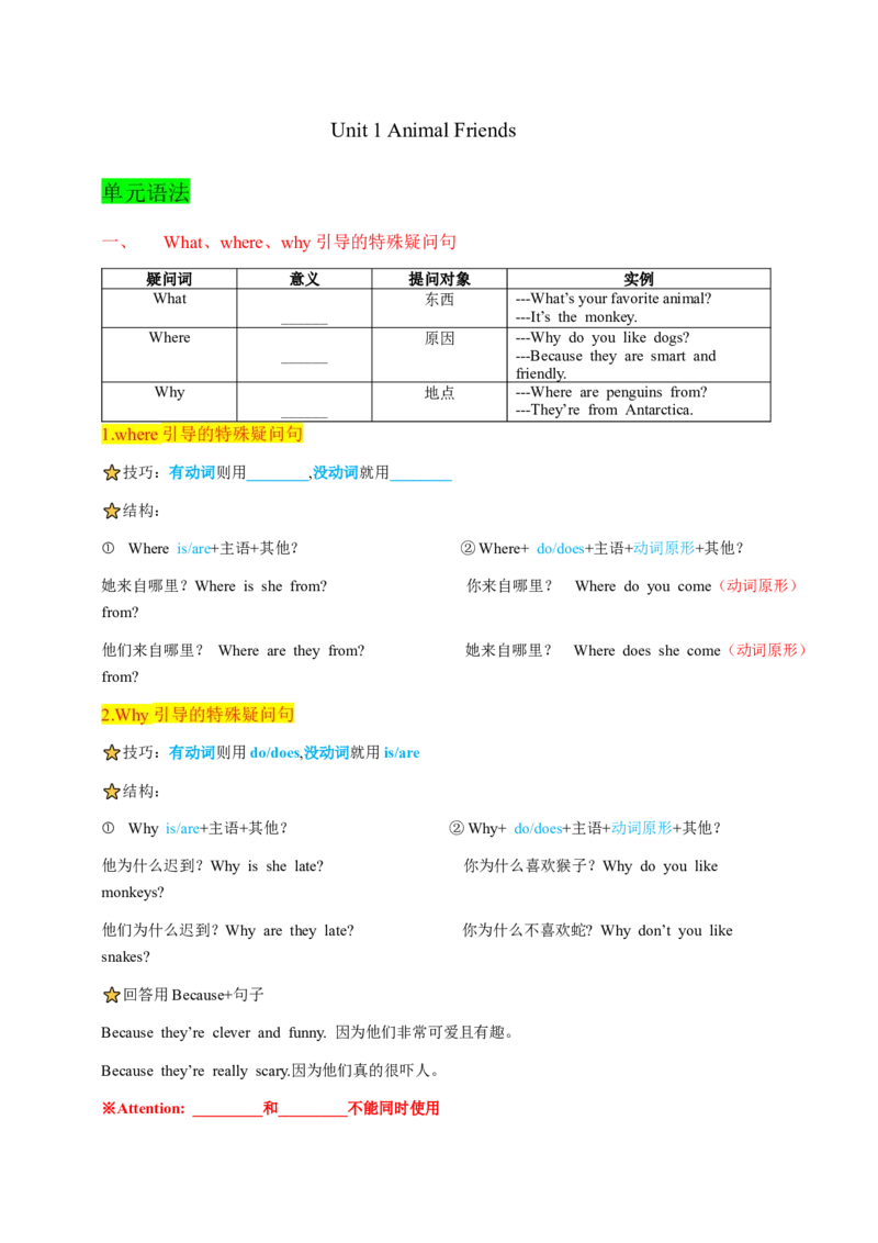 Unit1AnimalFriends学生版_最新人教版英语七年级下册_七下英语2025版_08.2025春英语人教7下语法讲练结合（1-8单元）_Unit1AnimalFriends-2024新教材-