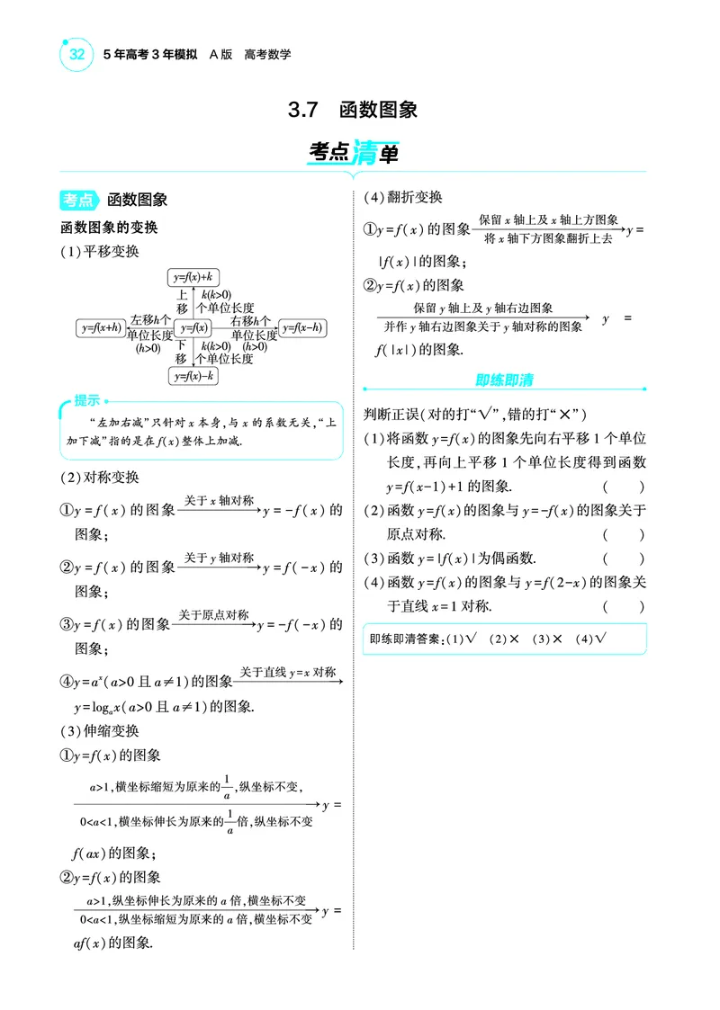 1_3.7函数图象讲解册_高中三年全科资料_高考数学《考点考法清单》2025版_03专题三函数及其性质