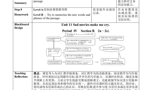Unit11Sadmoviesmakemecry.SectionB2a～2e教学设计_最新人教版英语九年级全册_新更新初中英语9全_新修订版英语9全一册教案课件-新修订版，第二单元有改动_核心素养教案