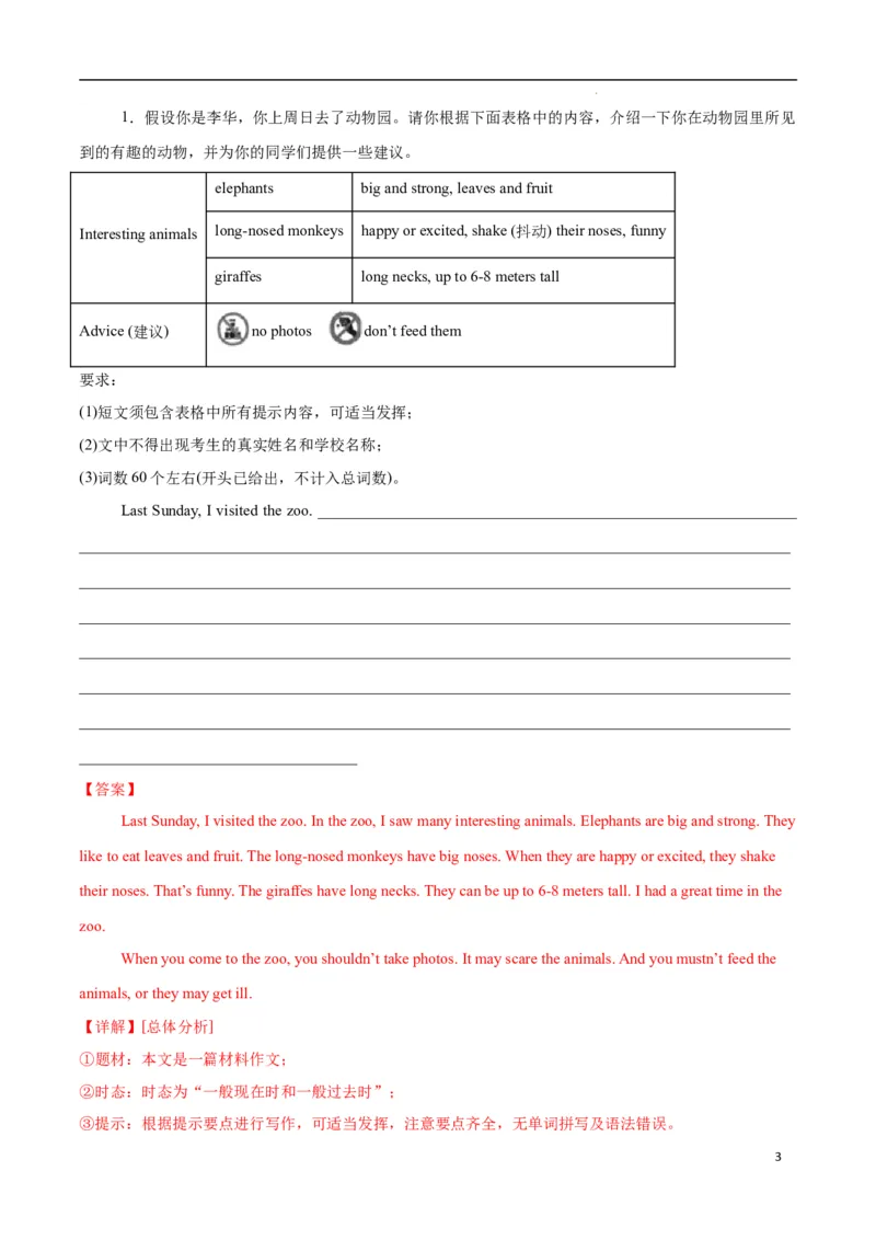 Unit1Animalfriends.（话题写作指导）（解析版）_最新人教版英语七年级下册_七下英语2025版_21.写作提升及专练