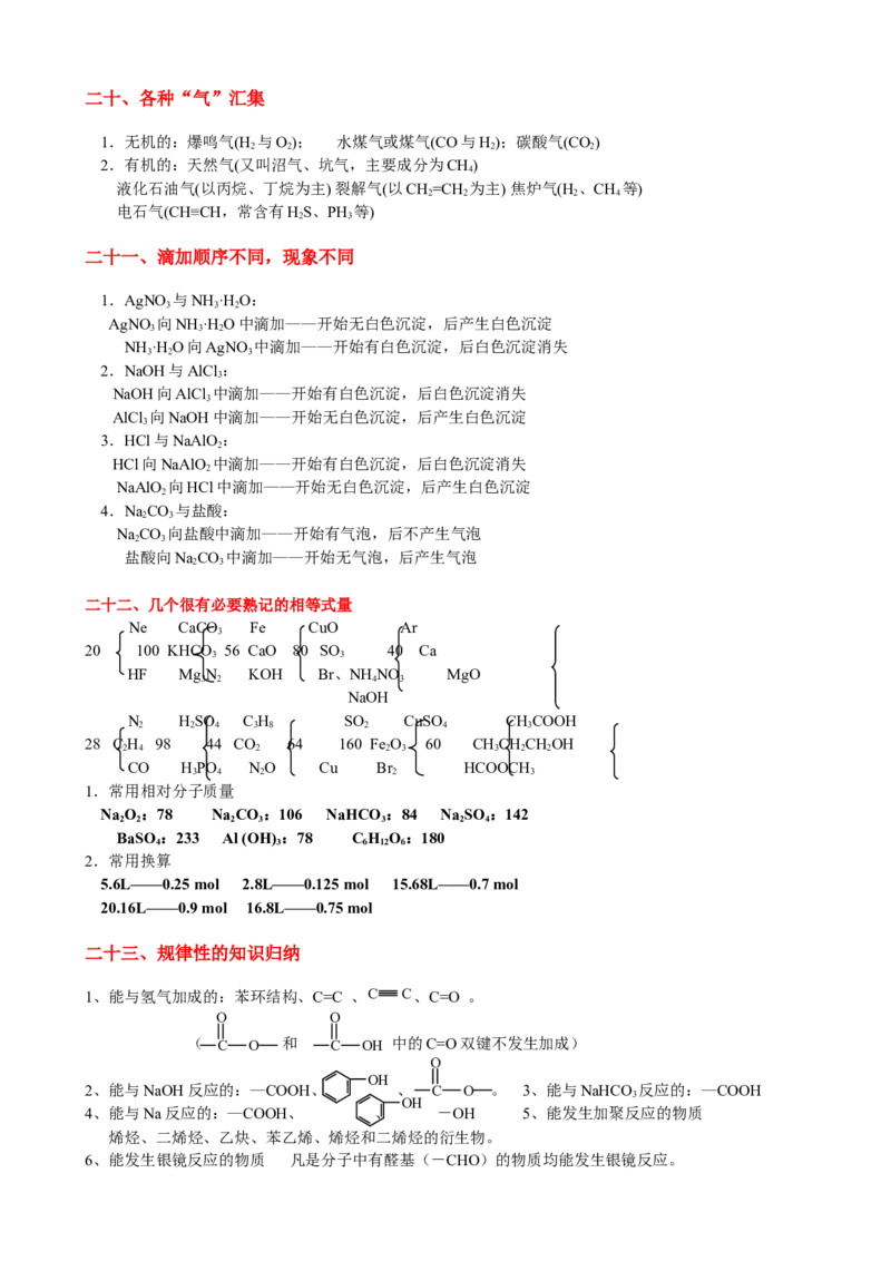13高考化学重要知识点分类归纳总结_高中三年全科资料_高中_2高中9科分类资料包_高中理综