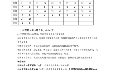 期中答案-评分细则(2)_2024年11月试卷_1129广东省实验中学2024-2025学年高一上学期期中考试_广东省实验中学2024-2025学年高一上学期期中考试政治试题PDF版含答案