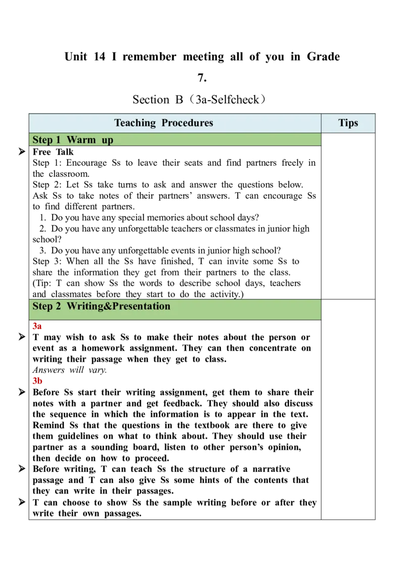 Unit14SectionB(3a-SelfCheck)_最新人教版英语九年级全册_新更新初中英语9全_05教案（多套）_分课时教案全英_Unit14