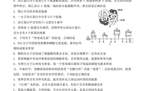 江苏省扬州市八校2024-2025学年高一上学期开学考试生物试题_2024年12月试卷_1230江苏省扬州市八校2024-2025学年高一上学期12月学情检测