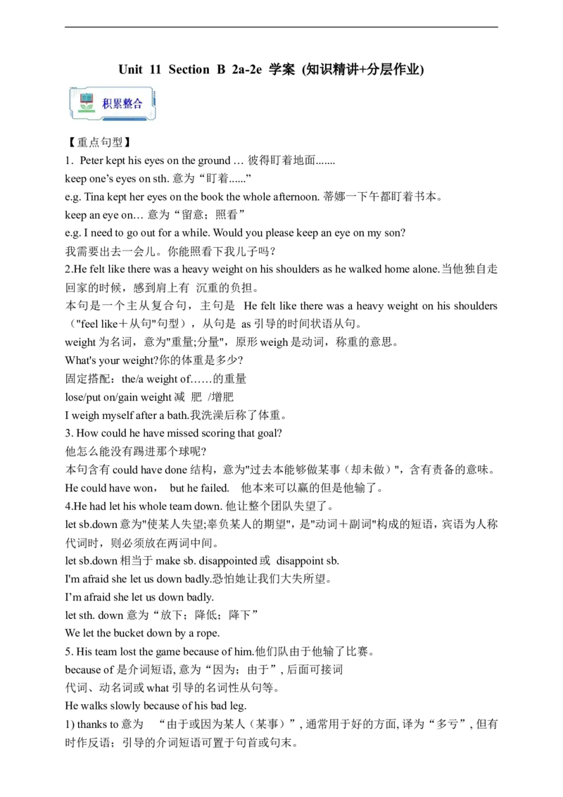 Unit11SectionB2a-2e学案(知识精讲+分层作业)(含答案)_最新人教版英语九年级全册_新更新初中英语9全_03课件+学案