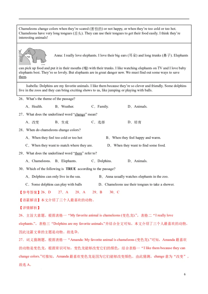 Unit1Animalfriends.（单元测试）（解析版）_最新人教版英语七年级下册_七下英语2025版_22.单元期中期末试卷_单元测试