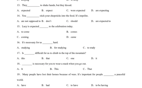 Unit10刷语法besupposedtodo;beexpectedtodo;Itisadjtodo(重点语法提升练)_最新人教版英语九年级全册_新更新初中英语9全_07习题试卷_（2）单元试卷_单元测试卷3